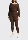 Beyond Yoga Plus Size High-waist Space-dye Midi Leggings In Mahogany Brown Heather