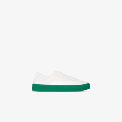 By Far Rodina Bicolor Leather Low-top Sneakers In Green On White