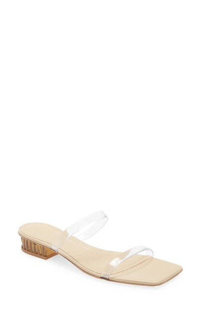 Cult Gaia Liz Square Toe Block Heel Slide Sandal In Clear