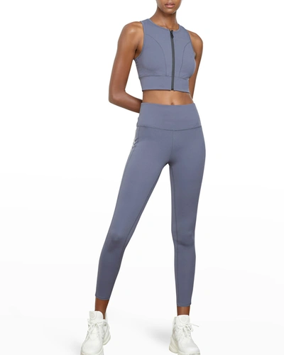 Voice Of Insiders Zip-front Sports Bra In Pewter