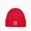 Ugg Logo-patch Knitted Beanie Hat In Pink