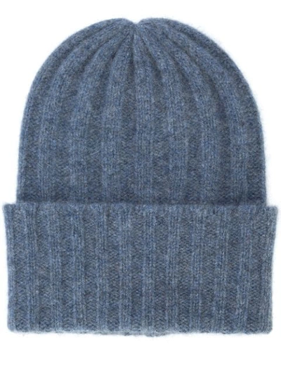 The Elder Statesman Rib Knit Beanie In Blue