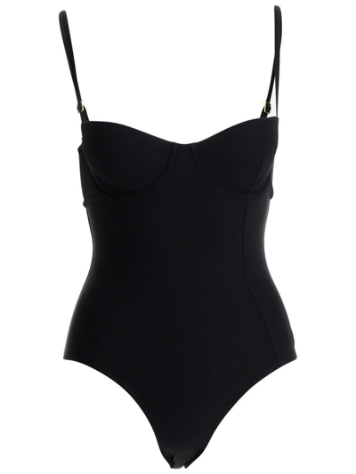 Tory Burch Solid Underwire One-piece Swimsuit In Black