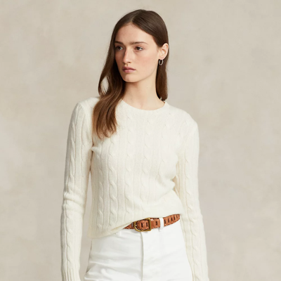 Ralph Lauren Cable-knit Cashmere Sweater In Cream