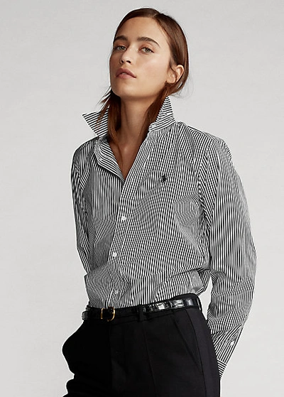 Ralph Lauren Classic Fit Striped Shirt In Black/white