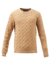 Polo Ralph Lauren The Iconic Cable-knit Cashmere Sweater In Camel Melange