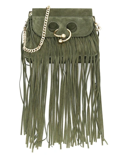 Jw Anderson Fringe Mini Pierce Bag In Oliveverde