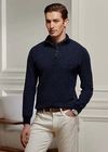 Ralph Lauren Cashmere Quarter-zip Sweater In Classic Light Grey Heathe