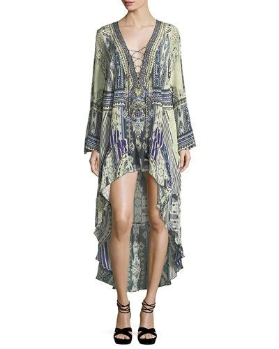 Camilla High-low Silk Coverup Dress In Multi