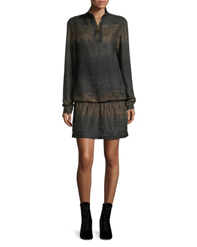 Marc Jacobs Metallic Knit Half-zip Mini Dress