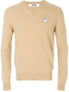 Comme Des Garçons Play V-neck Jumper In Nude/neutrals