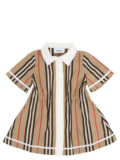 Burberry Kids' Beige Dress For Baby Girl With Check Vintage