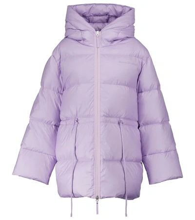 Acne Studios Hooded Down Coat In Lilac