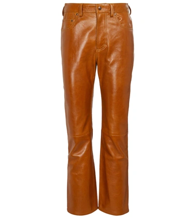 Acne Studios High-rise Straight Leather Pants In Cognac Brown