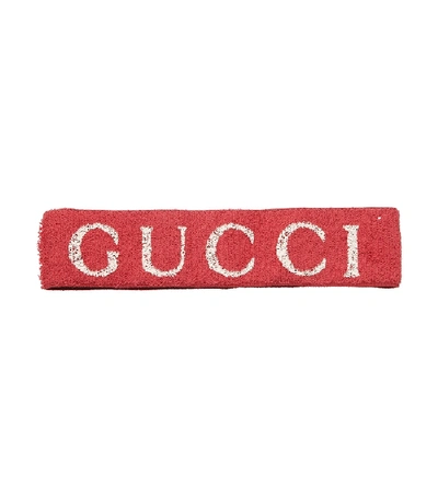 Gucci Elasticated Logo Print Headband In Orange