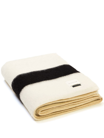 Blacksaw The Siempre Recycled Blanket In Ivory,black Stripe