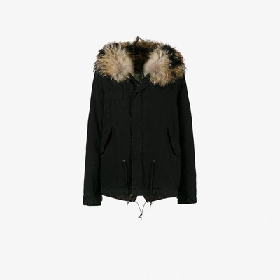 Mr & Mrs Italy Mini Black Parka With Fur Hood