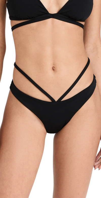 Jonathan Simkhai Emmalynn Solid Strappy Bikini Bottoms Black L In White,black