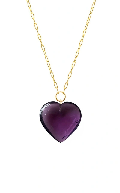 Haute Victoire Women's Amethyst Heart Necklace In Purple