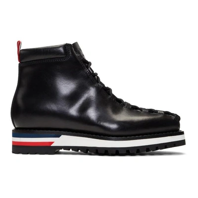 Moncler Black Leather Lace-up Boots