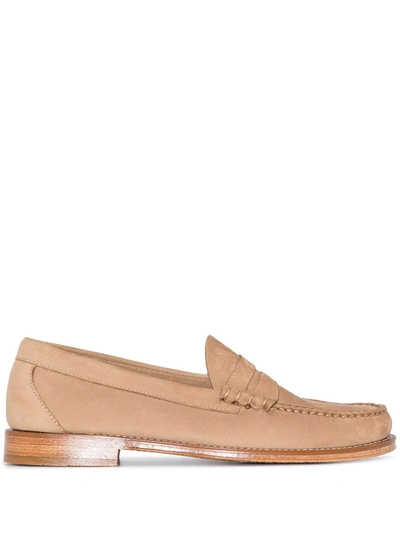 G.h. Bass & Co. Beige Weejuns Heritage Suede Penny Loafers In 中性色