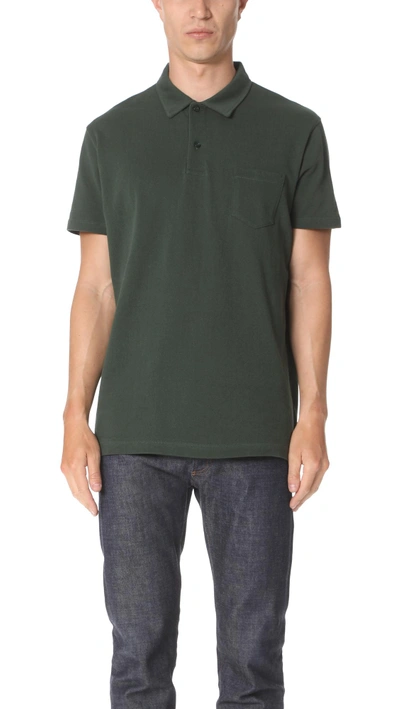 Sunspel Short Sleeve Rivieria Polo In Green