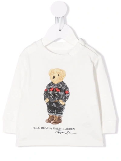 Ralph Lauren Babies' Polo Bear Cotton Sweatshirt In White