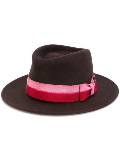 Maison Michel Trilby Hat In Brown