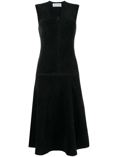 Mame Kurogouchi V-neck Sleeveless Knitted Midi Dress In Black | ModeSens