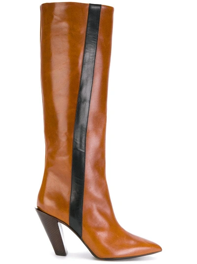 A.f.vandevorst Knee High Boots With Stripe In Brown