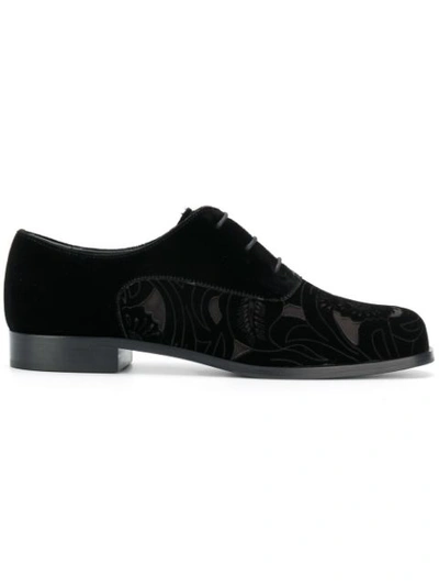 Emporio Armani Floral Cut-out Lace-up Shoes In Black