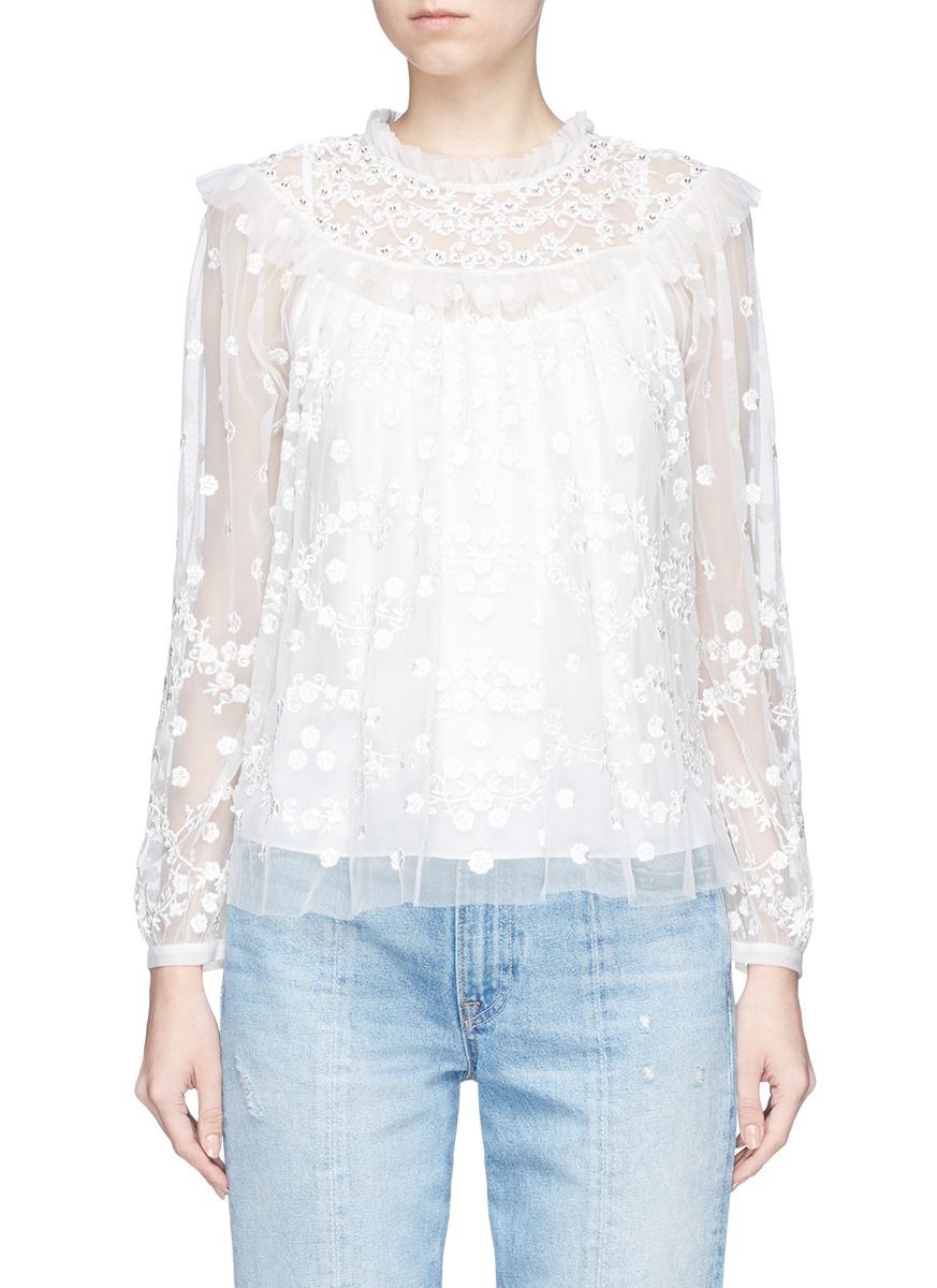Needle & Thread 'shadow' Beaded Floral Embroidered Blouse | ModeSens