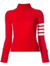 Thom Browne 4-bar Stripe Turtle-neck Jumper In Red