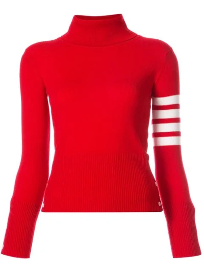 Thom Browne 4-bar Stripe Turtle-neck Jumper In Red