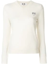 Comme Des Garçons Play V-neck Pullover In White