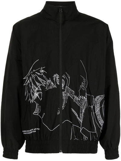 Undercover X Neon Genesis Evangelion Embroidered Shell Track Jacket In Black