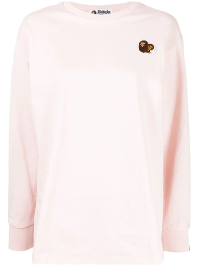 A Bathing Ape Ape Patch Cotton T-shirt In Pink