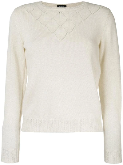 Apc Long Sleeved Perforated Top In Neutrals