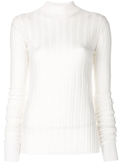Theory Ribbed Turtleneck Sweater In White