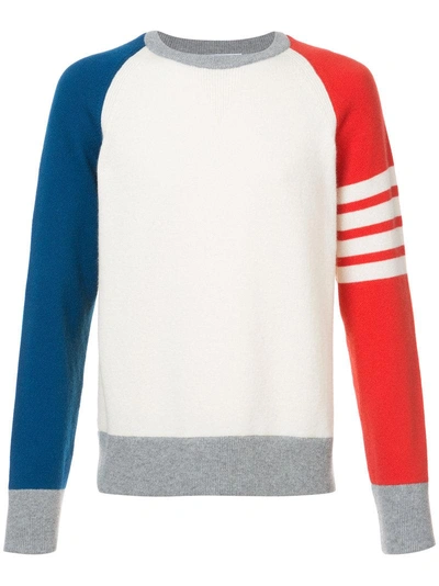 Thom Browne Crewneck Pullover With 4-bar Stripe In Funmix Cashmere