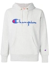 Champion Embroidered Logo Hoodie In Grey