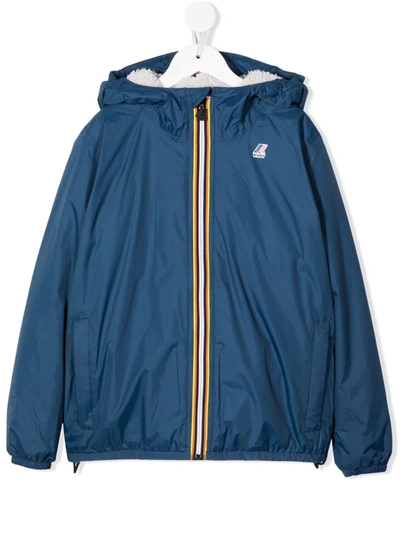 K-way Kids' Chest Logo-print Jacket In Blue