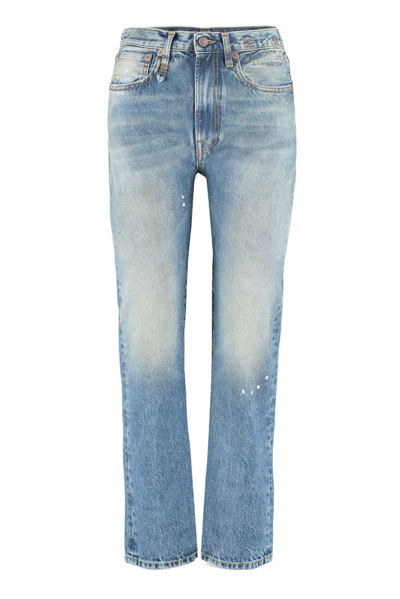 R13 High Waisted Cropped Jeans In Blue