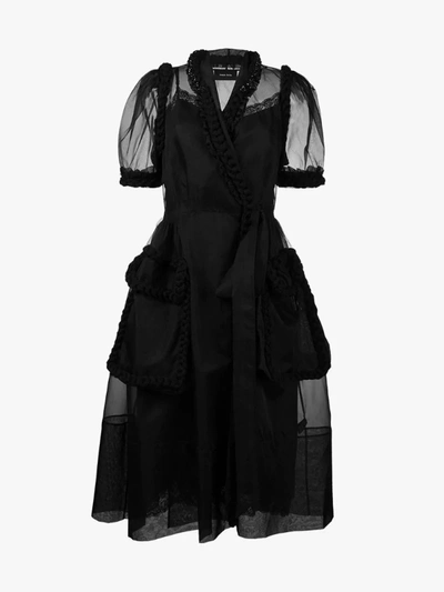 Simone Rocha Braided Wrap Tulle Dress In Black