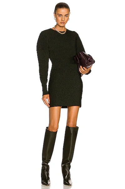 Ganni Melange Knit Dress Dark Green | ModeSens