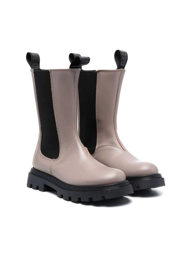 Gallucci Kids' Leather Slip On Boots In Neutrals