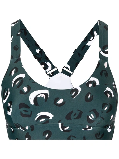 The Upside Mountain Leo Leopard-print Stretch-jersey Sports Bra In Green