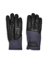Ugg Leather Wrist Wrap Gloves In Navy