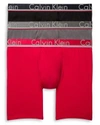 Calvin Klein Men's Comfort Microfiber Boxer Brief 3 Pack In Black/empower/gray Sky