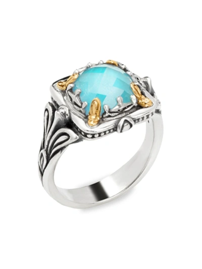 Konstantino Women's Azura Sterling Silver, 18k Yellow Gold & Turquoise  Doublet Ring In Blue | ModeSens